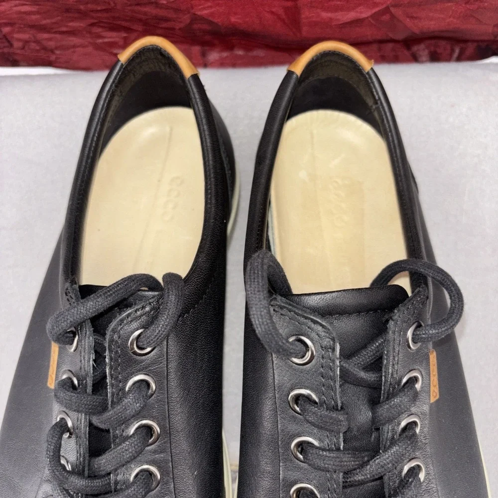 ECCO Soft 7 Black Leather Comfort Walking Sneakers Casual Shoes Womens Size 9 EC